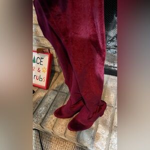 Velvet over the knee deep red Steve Madden boots. Never worn 7.5